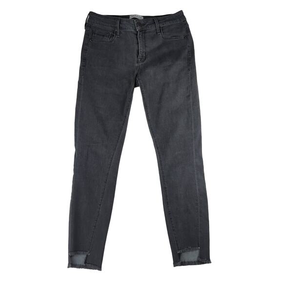 Parker Smith Twisted Seam Skinny Jeans Black Wash Step Fray Women's 4 Stretch - Picture 1 of 8